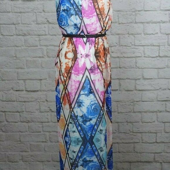 NWT LILY ROSE Dress Maxi Halter Long Floral Belted S - Picture 7 of 12